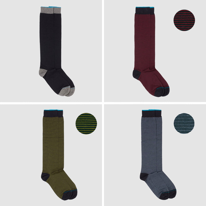 6- kit Filoscozia® Stretch Cotton Long Socks mixed colours