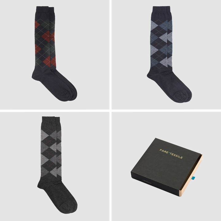 Set 3 paia Calze Lunghe - rombi assortiti -