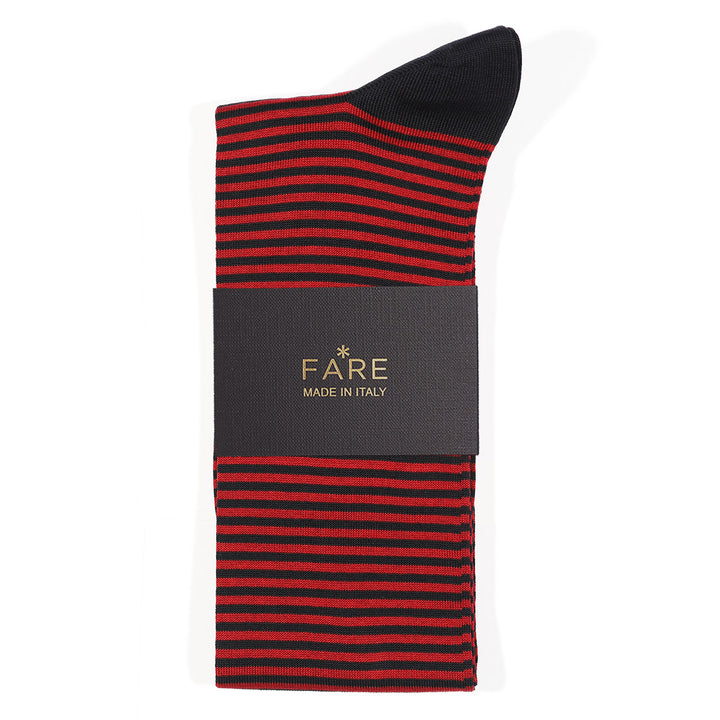 Calza Lunga - rigata Blu/Red -