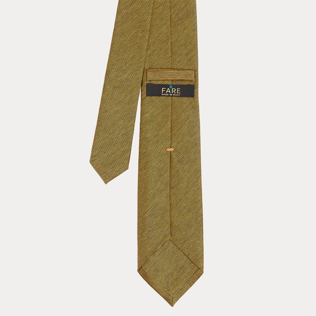 Tie in Filoscozia Cotton in fil à fil yellow -blue