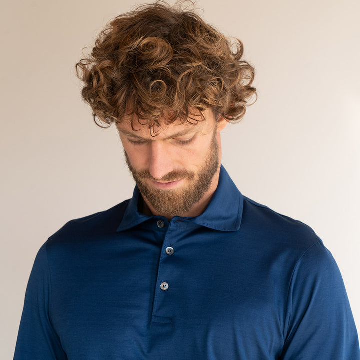 Polo shirt long sleeved - ocean -