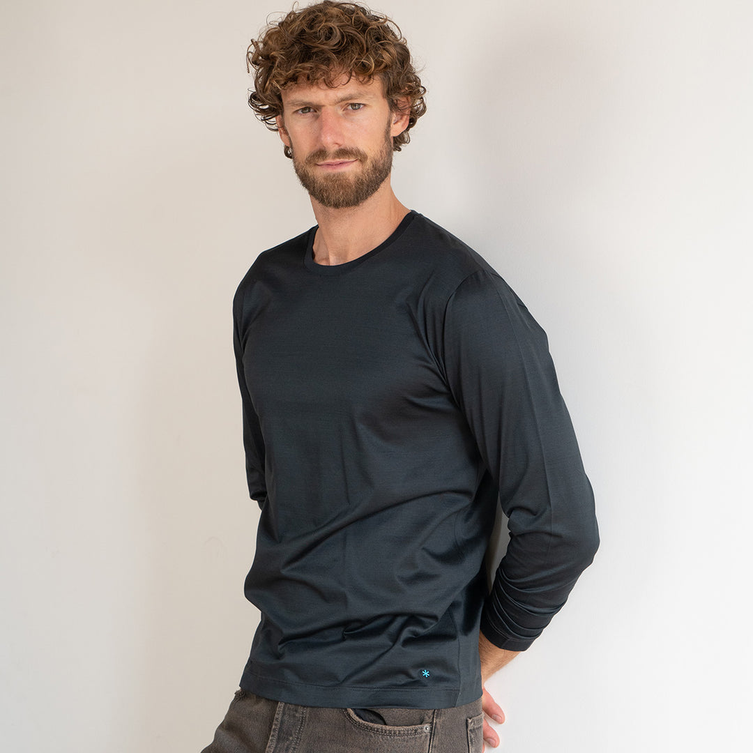 T-shirt Crew Neck Long Sleeve - asphalt -