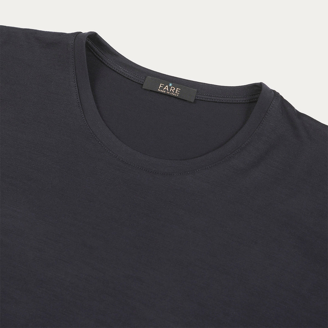 T-Shirt in lana Manica Corta - blu -