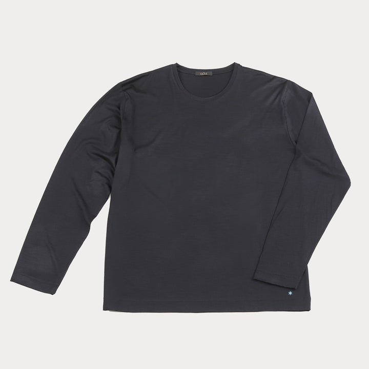 T-Shirt in lana Manica Lunga - blu -