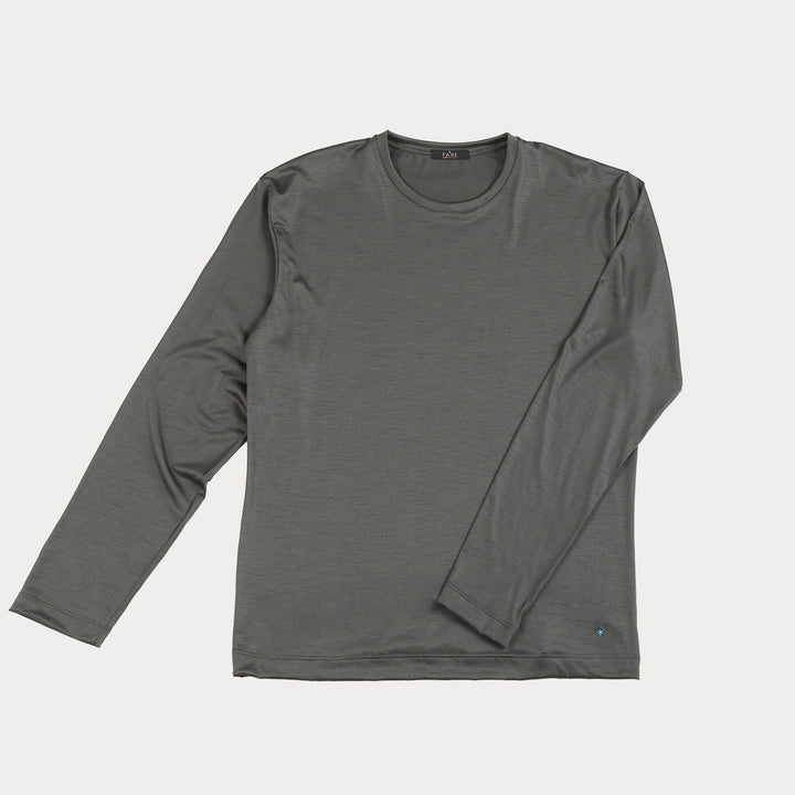 T-Shirt in lana Manica Lunga - verde -