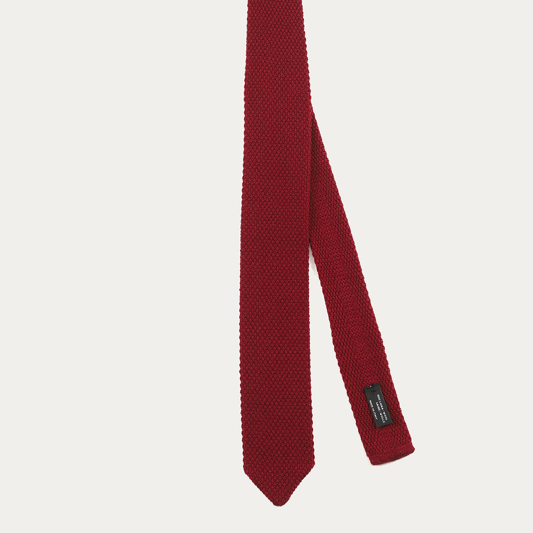 Cravatta in 100% Lana Tricot - bordò-