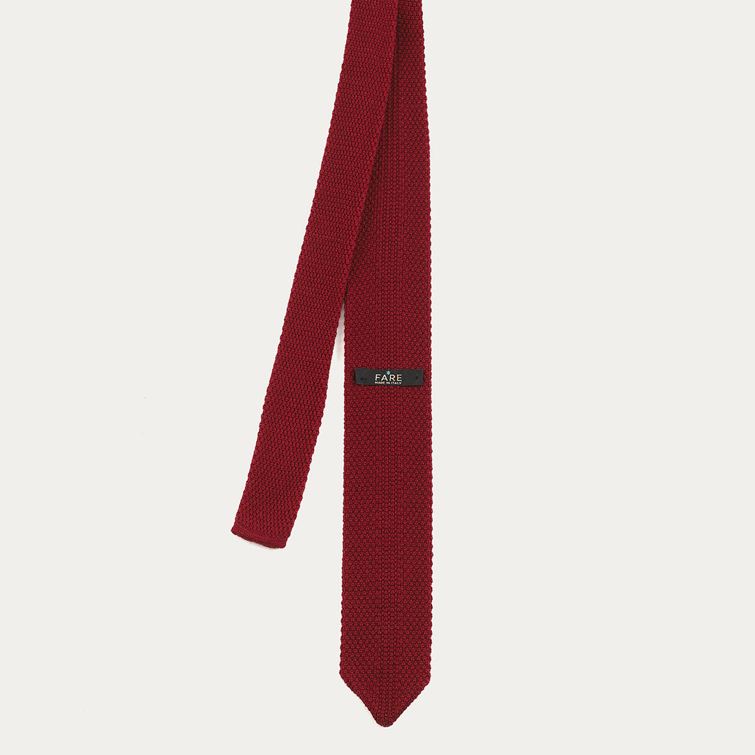 Cravatta in 100% Lana Tricot - bordò-