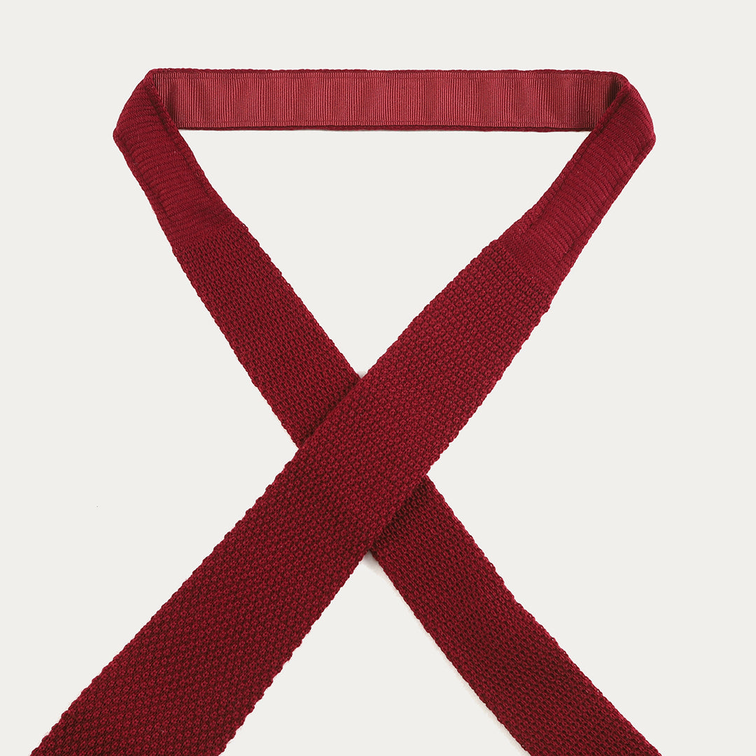 Cravatta in 100% Lana Tricot - bordò-