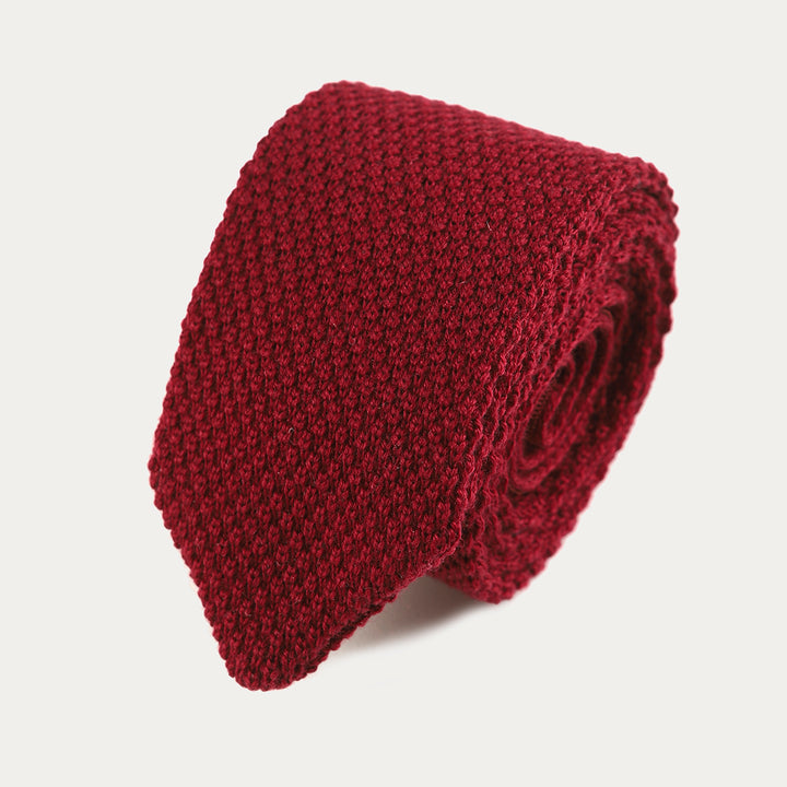 Cravatta in 100% Lana Tricot - bordò-