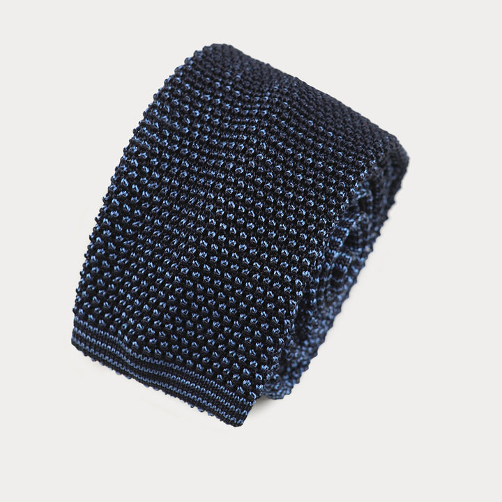 Cravatta in maglia di Pura Seta - fantasia blu -
