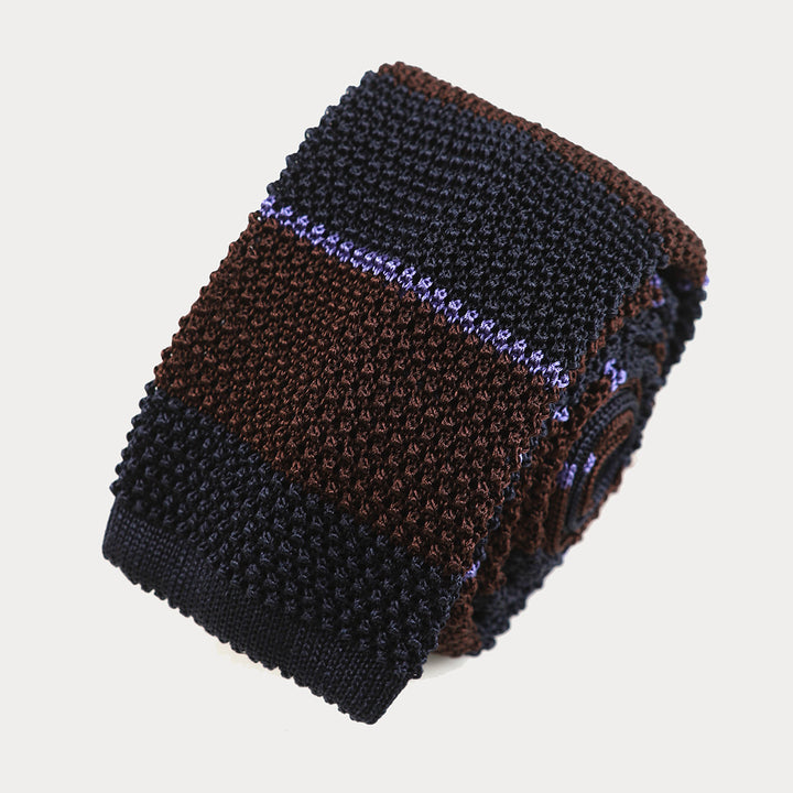 Cravatta in maglia di Pura Seta - blu tabacco -