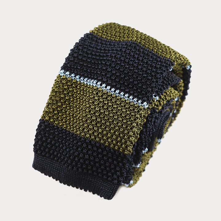 Cravatta in maglia di Pura Seta - blu verde -