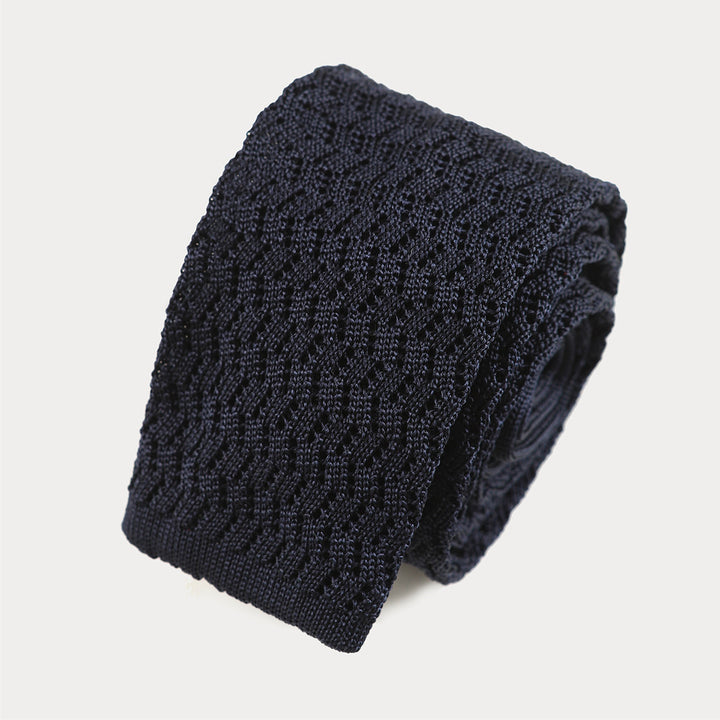 Cravatta in maglia di Pura Seta - blu -