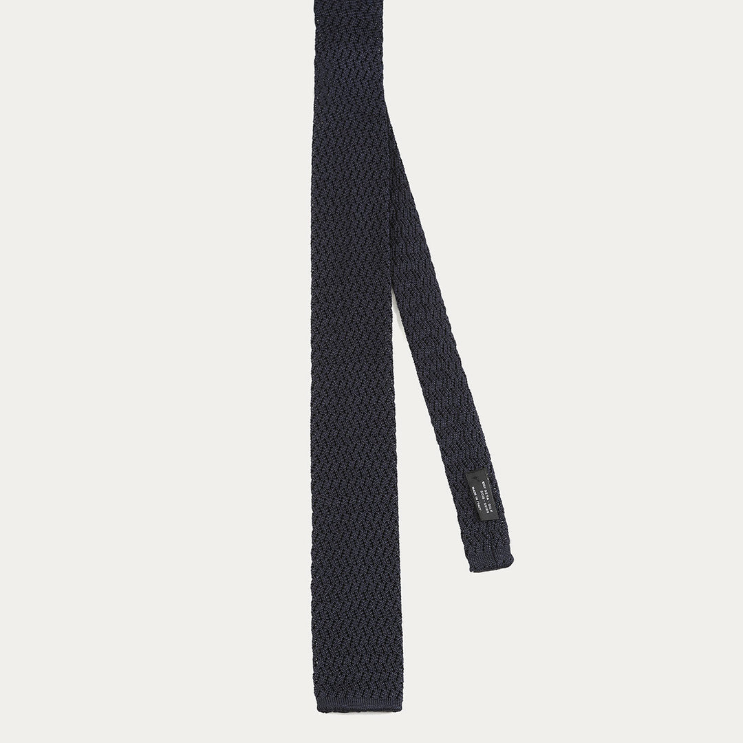 Cravatta in maglia di Pura Seta - blu -
