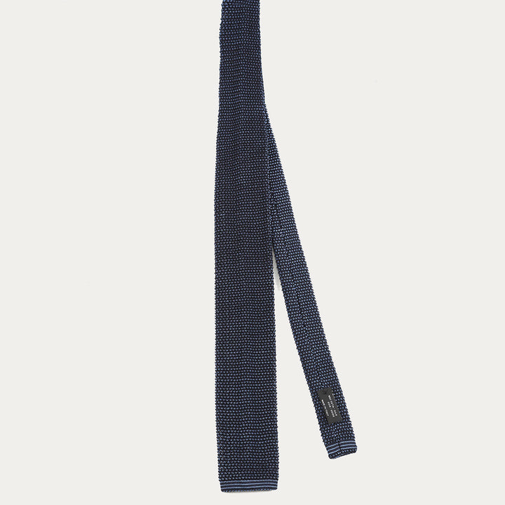 Cravatta in maglia di Pura Seta - fantasia blu -