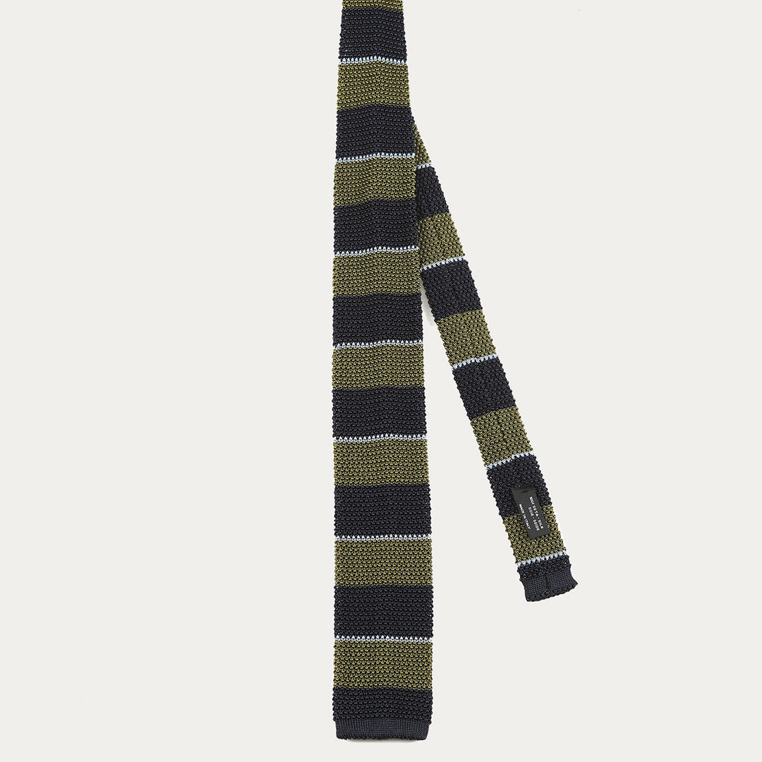 Cravatta in maglia di Pura Seta - blu verde -