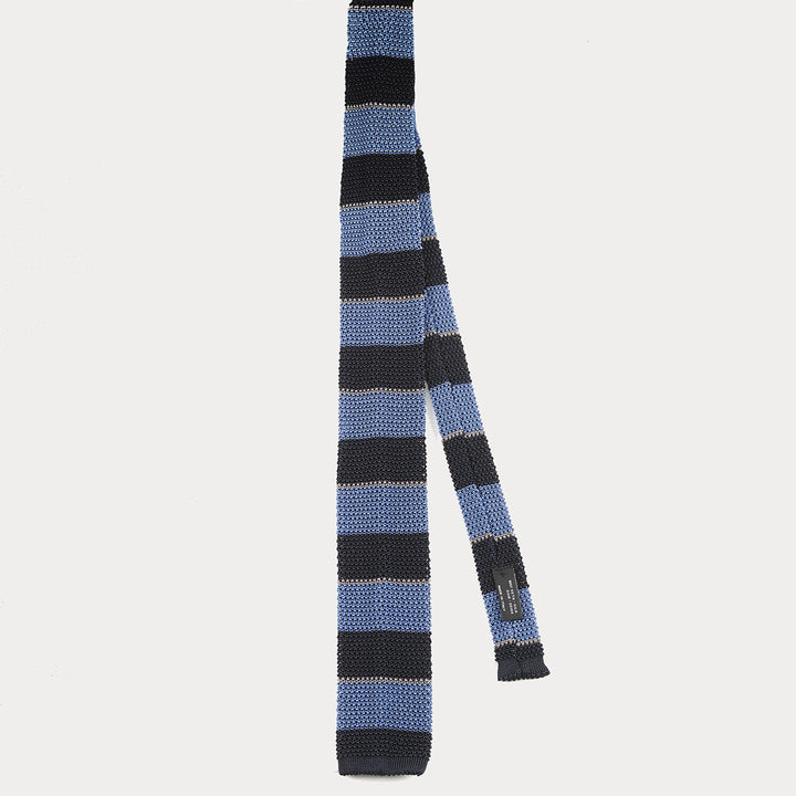 Cravatta in maglia di Pura Seta - blu azzurro -