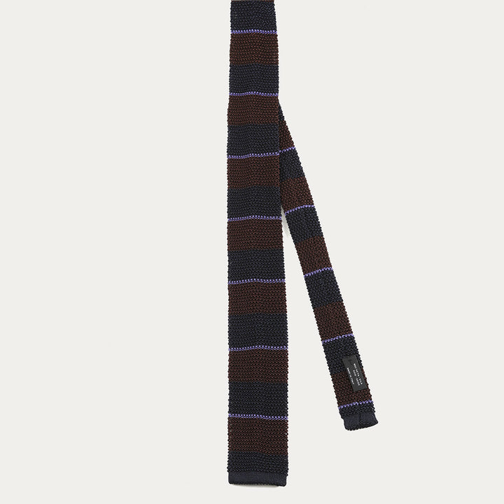 Cravatta in maglia di Pura Seta - blu tabacco -