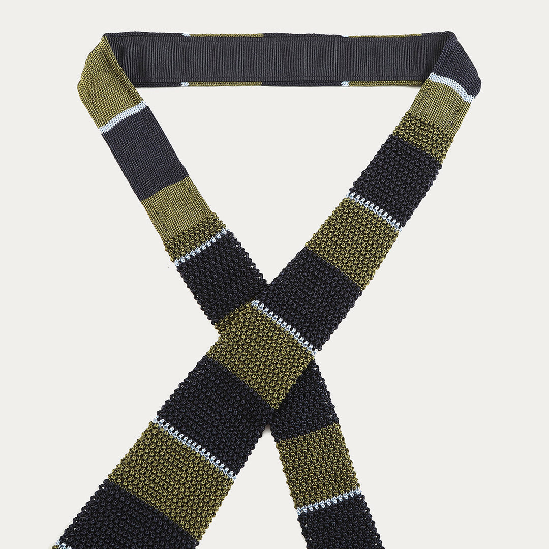 Cravatta in maglia di Pura Seta - blu verde -