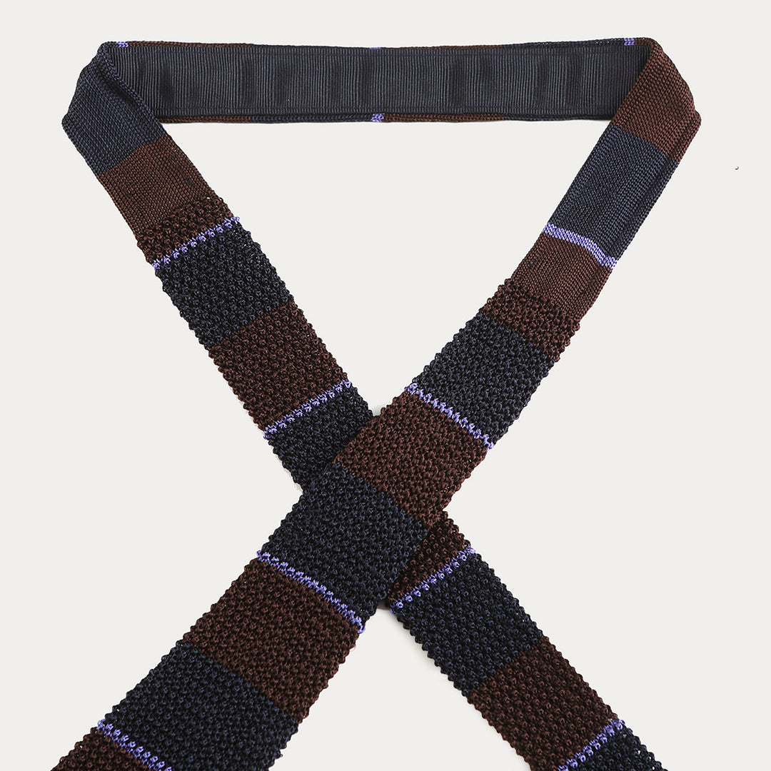 Cravatta in maglia di Pura Seta - blu tabacco -