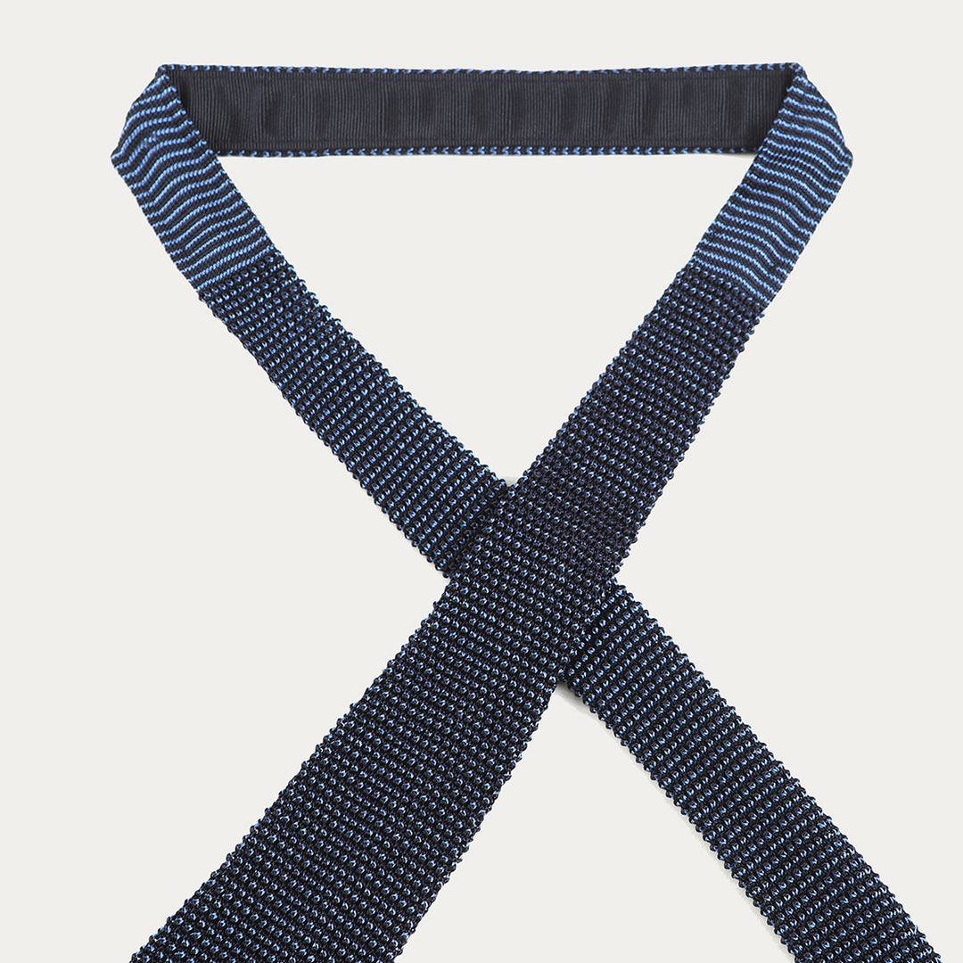 Cravatta in maglia di Pura Seta - fantasia blu -