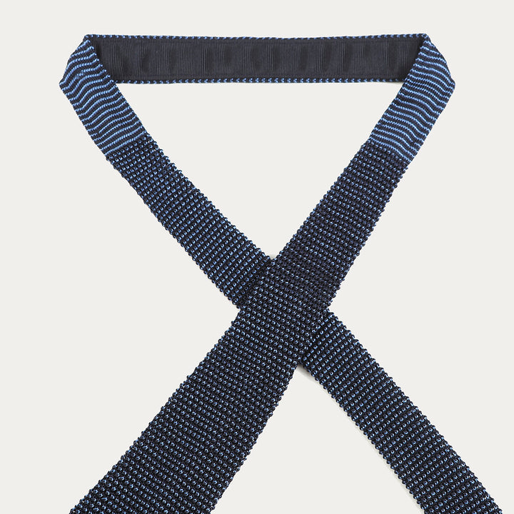 Cravatta in maglia di Pura Seta - fantasia blu -