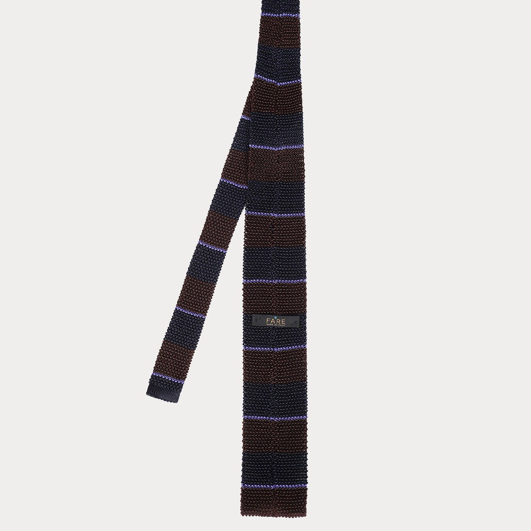 Cravatta in maglia di Pura Seta - blu tabacco -