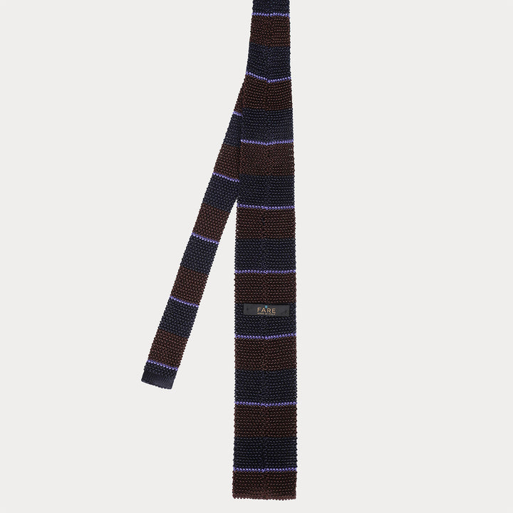 Cravatta in maglia di Pura Seta - blu tabacco -
