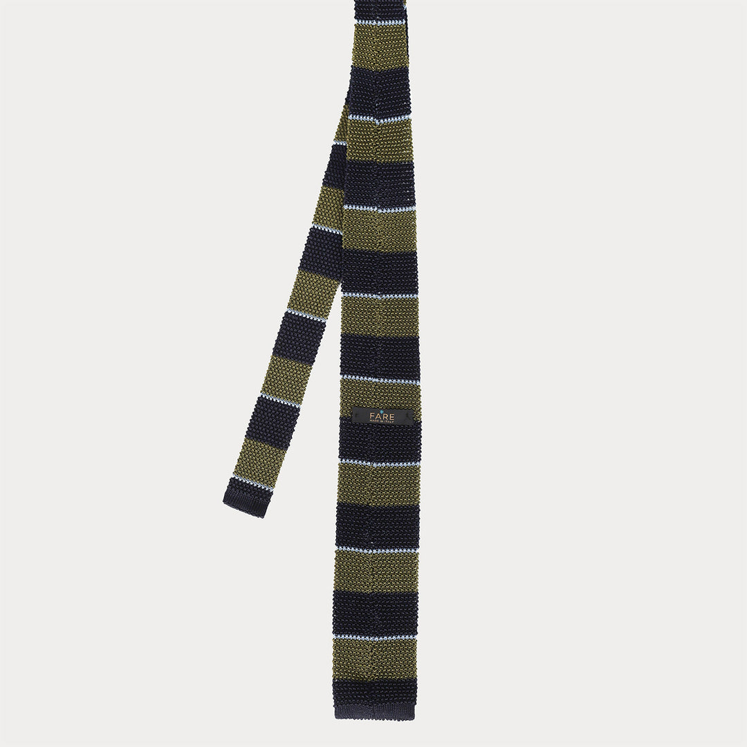 Cravatta in maglia di Pura Seta - blu verde -