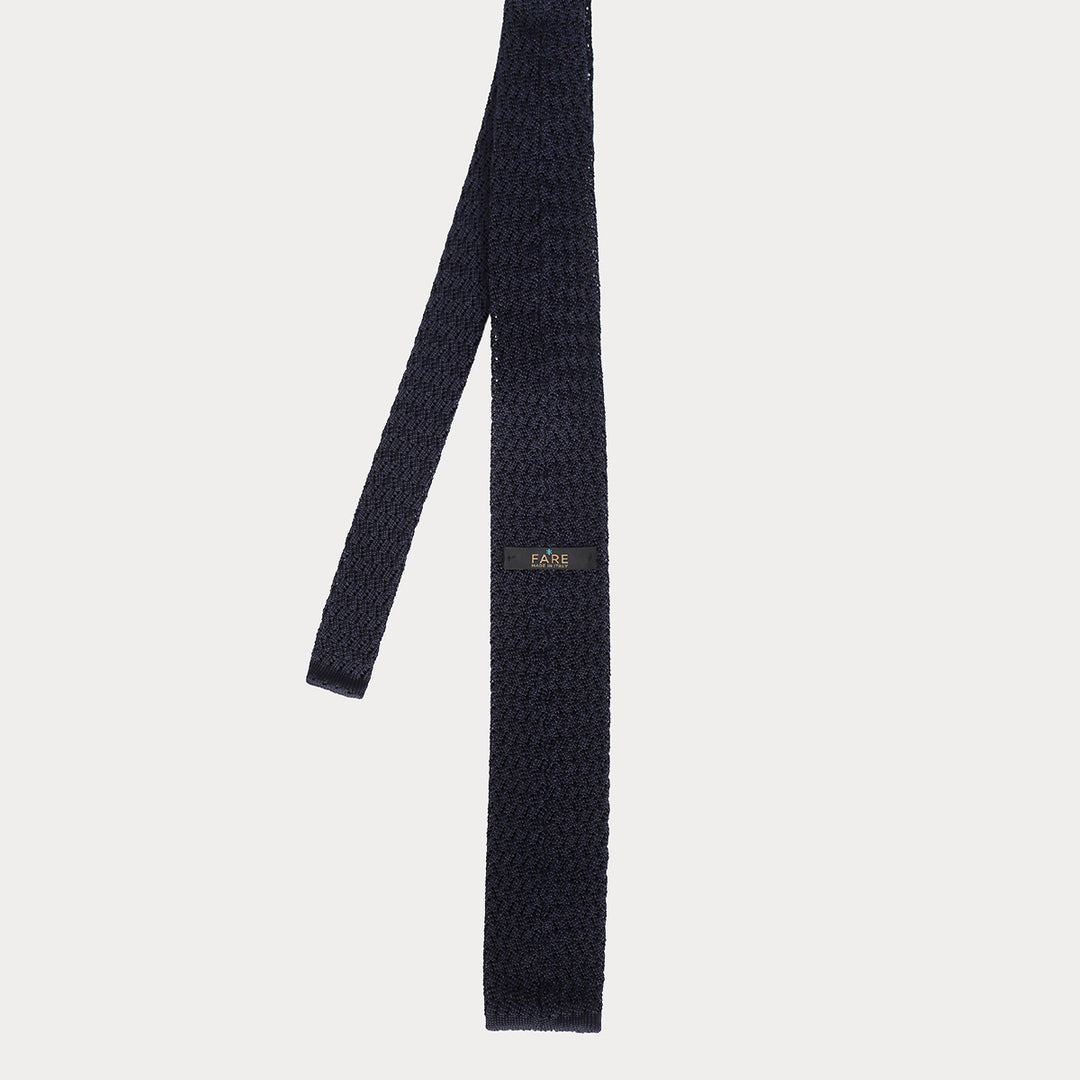 Cravatta in maglia di Pura Seta - blu -