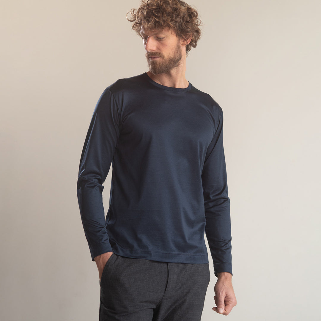 T-shirt Crew Neck Long Sleeve - blue -