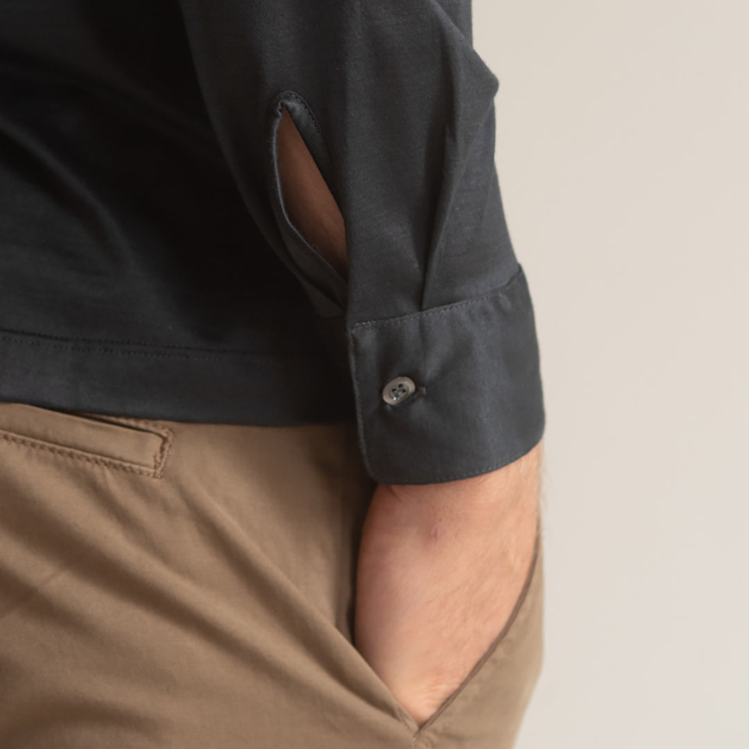 Polo shirt long sleeved  - asphalt -