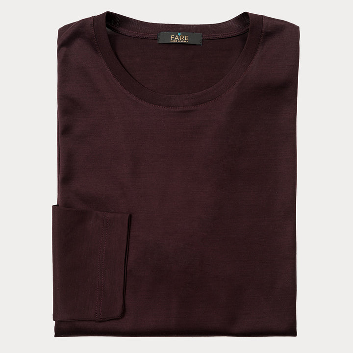 T-shirt Crew Neck Long Sleeve - burgundy -
