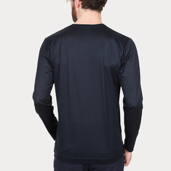 T-shirt Crew Neck Long Sleeve - blue -
