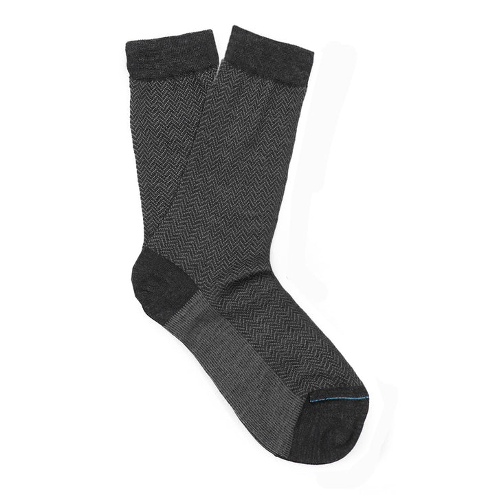 Short Sock - black Herringbone -