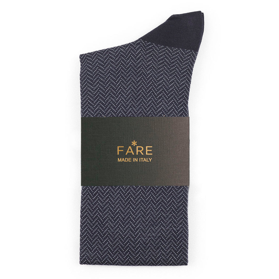 Long Socks - blue Herringbone -