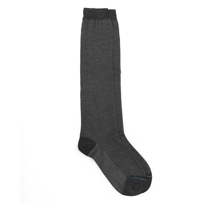 Long Socks - black Herringbone -