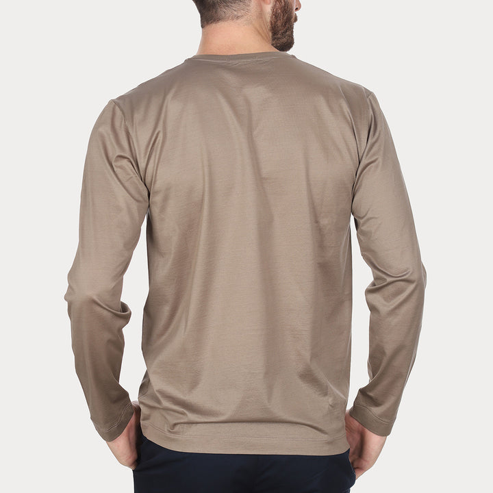 T-shirt Crew Neck Long Sleeve - sand -
