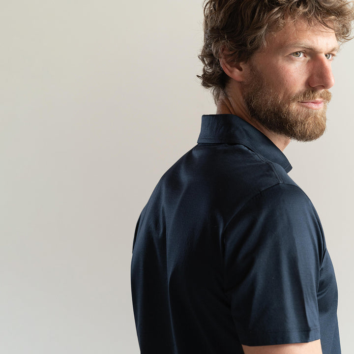 Polo shirt short sleeved - blue -