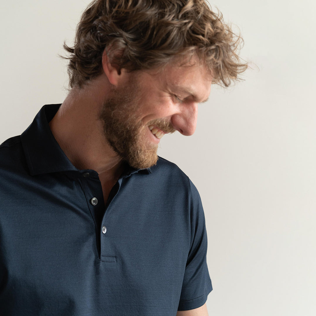 Polo shirt short sleeved - blue -