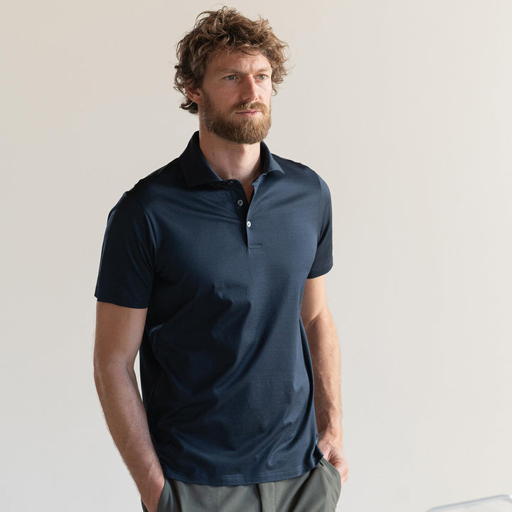 Polo shirt short sleeved - blue -