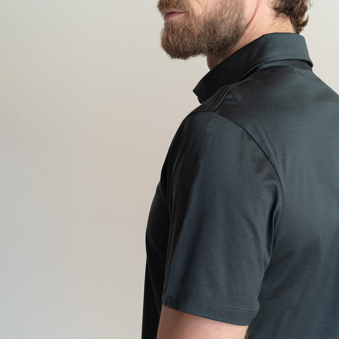 Polo shirt short sleeved - asphalt -