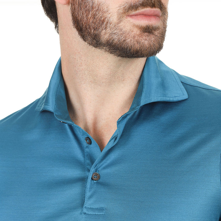Polo shirt short sleeved - water -