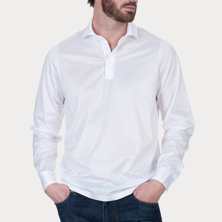 Polo shirt Long sleeved - white -