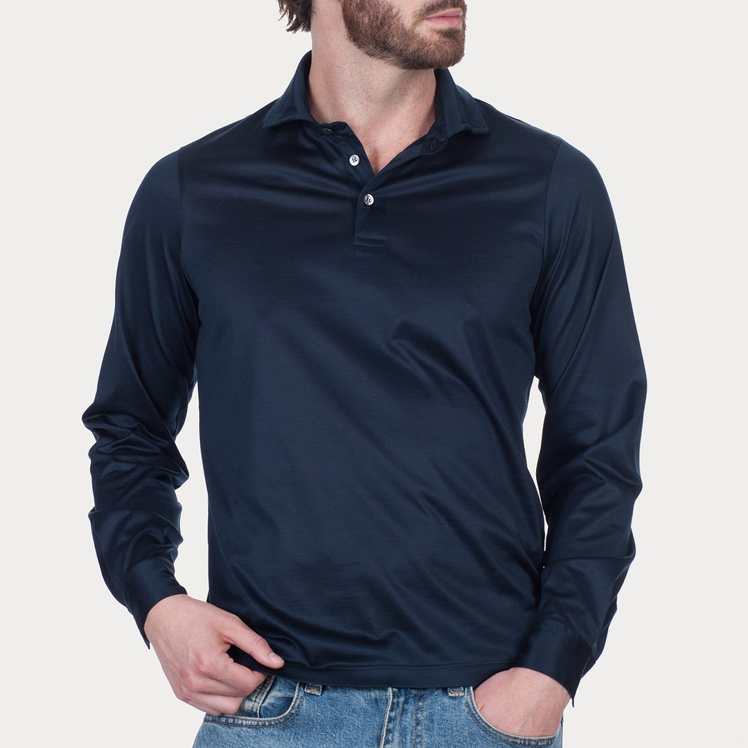 Polo shirt Long sleeved - blue -