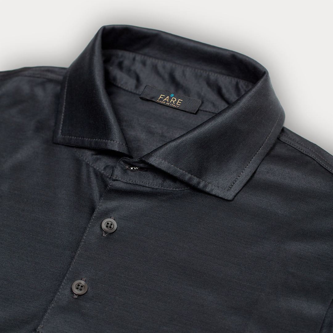 Polo shirt long sleeved  - asphalt -