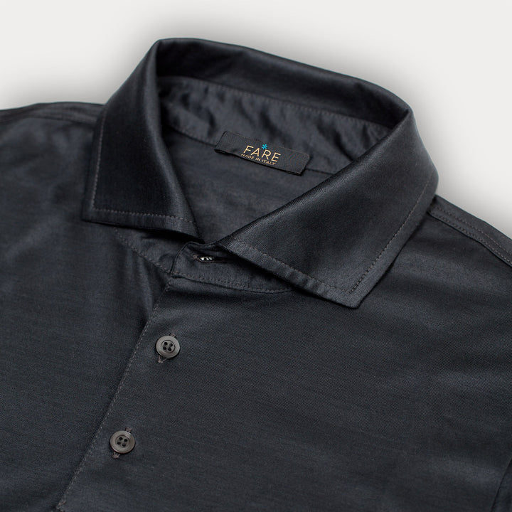 Polo shirt long sleeved  - asphalt -