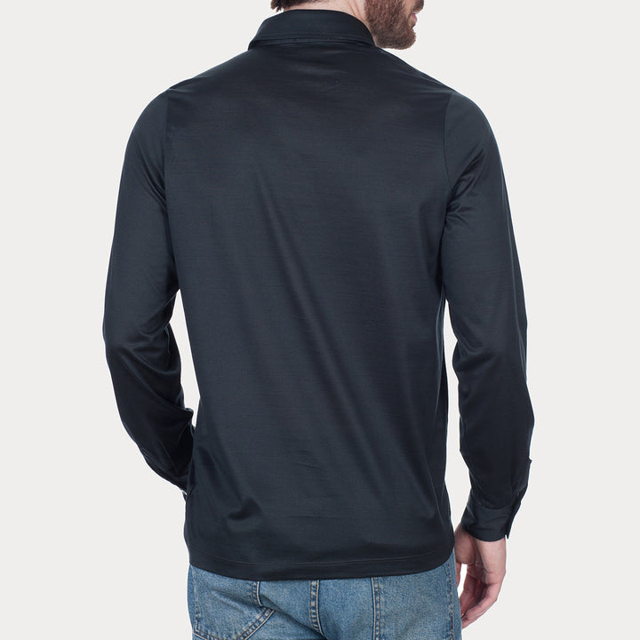 Polo shirt long sleeved  - asphalt -