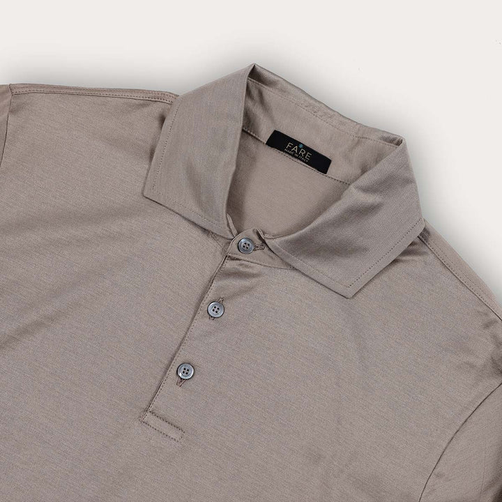 Polo shirt long sleeved - sand -