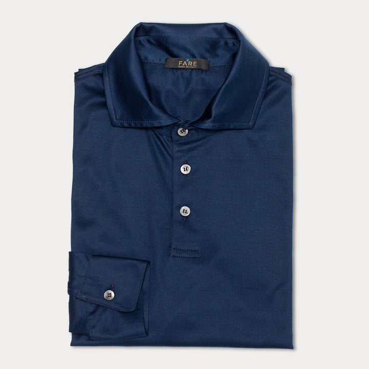 Polo shirt long sleeved - ocean -